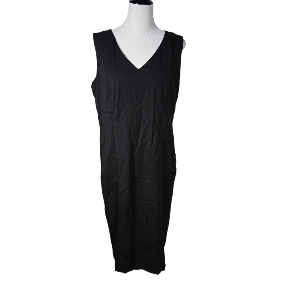 Ellen Tracy Size 14 Black V-Neck Sleeveless Dress